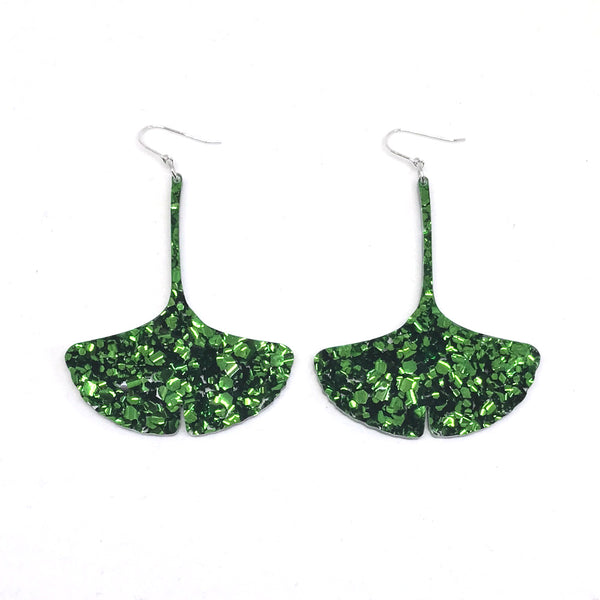 Green glitter earrings sale